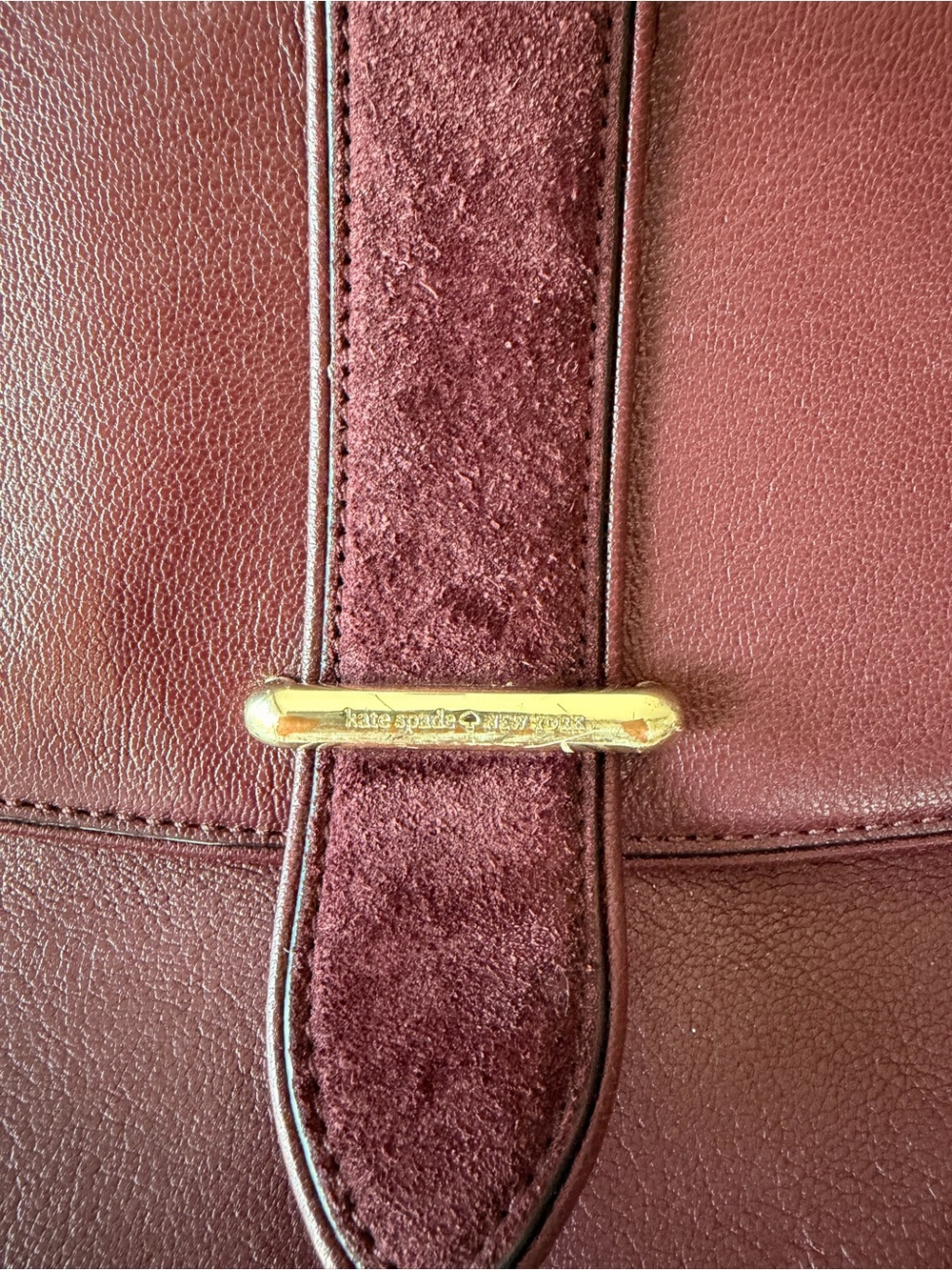 Kate Spade Roselyn Hunts Place Wine Suede Leather Tote Bag - Picture 2 of 11